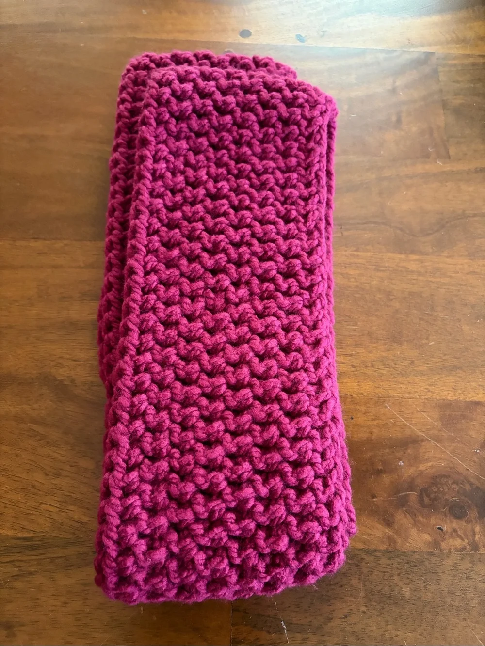 Handmade Chunky Scarf - Deep Raspberry